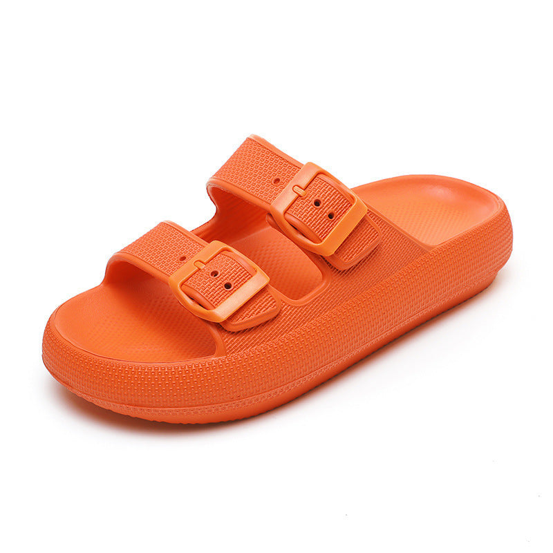 High Elastic Soft Rubber Double Buckle Slippers For Women