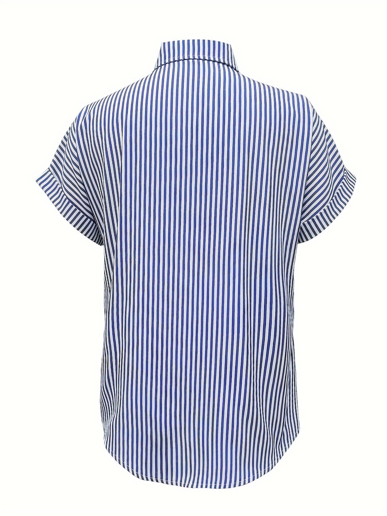 Elegant Plus Size Striped Blouse With Pocket For Women