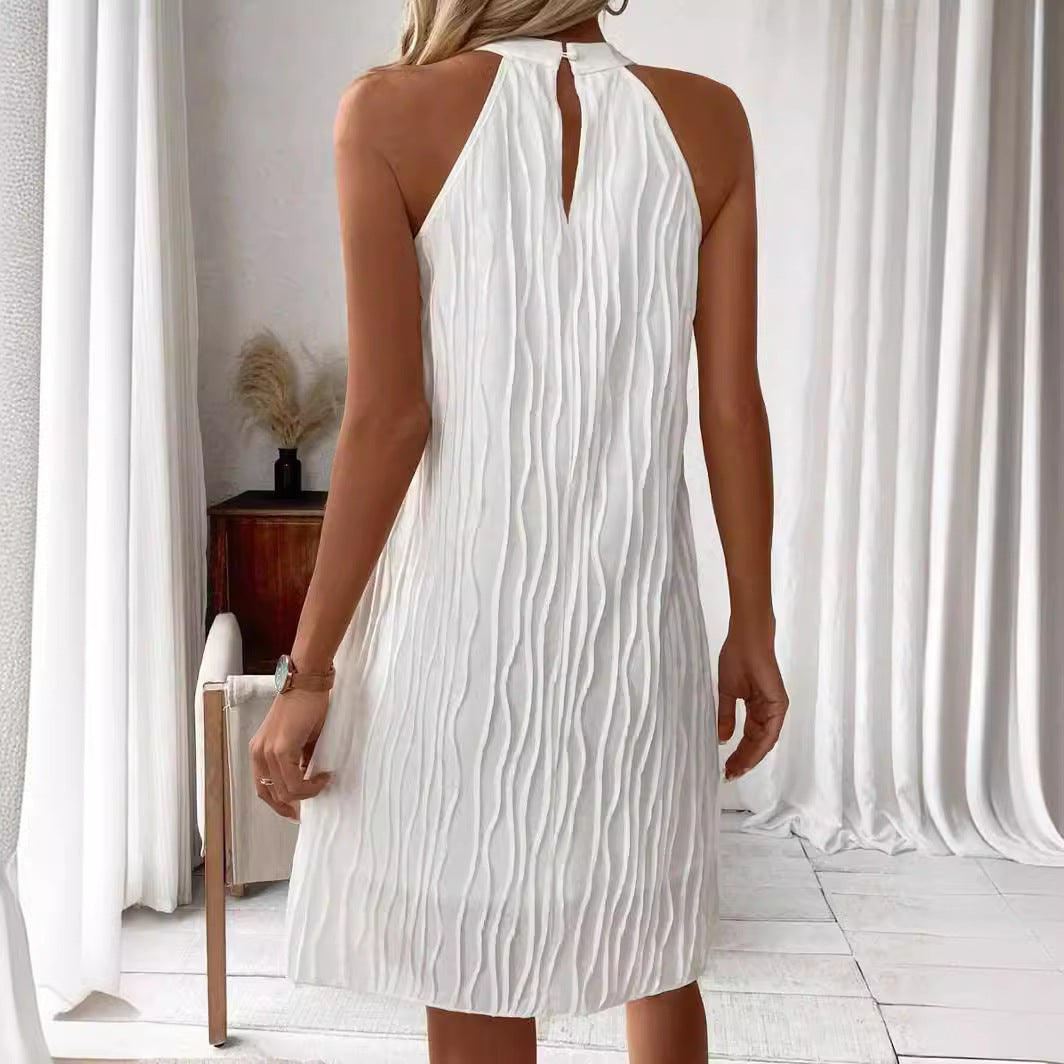 Fashion Dresses For Women Pure Color Halter Backless Dress JaysEssentials