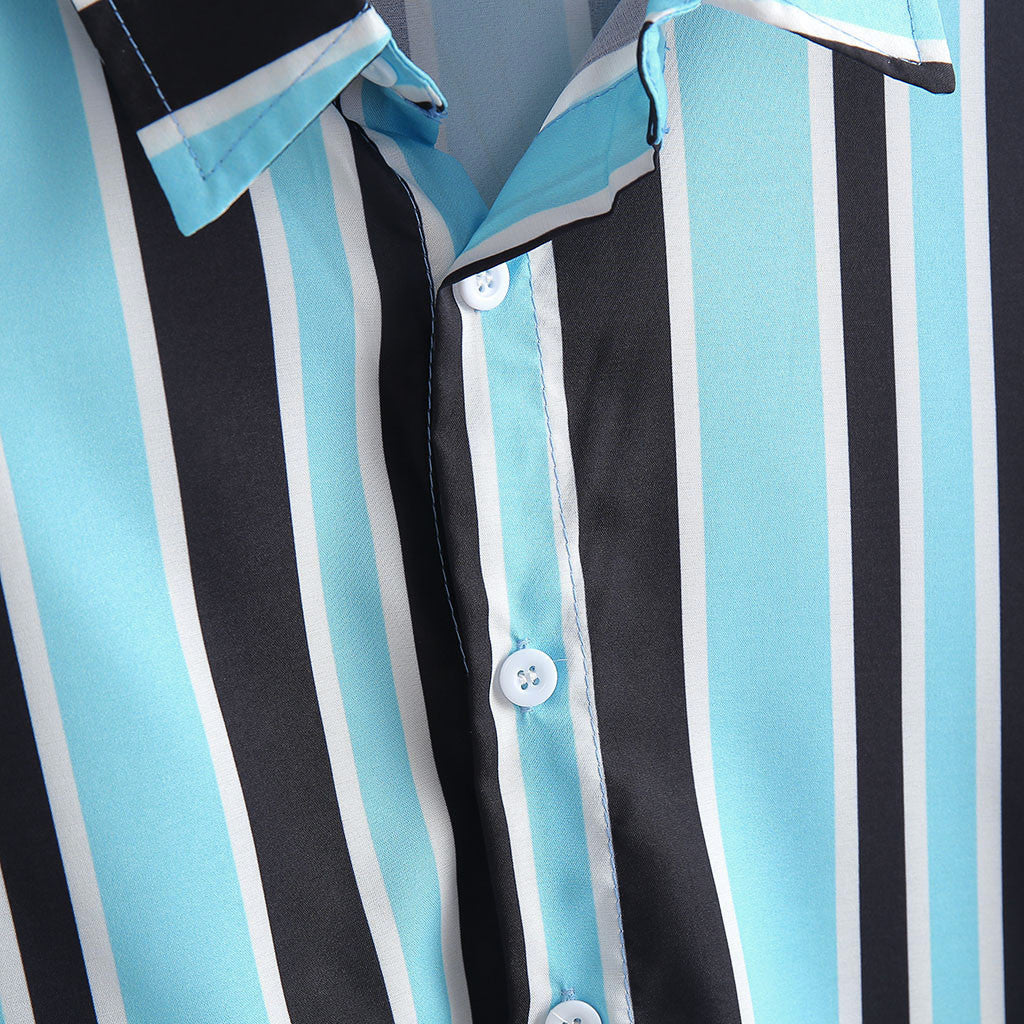 Men Stripe Shirts in Blue for Daily Casual Wear