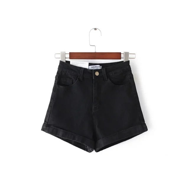 High-Waisted Denim Shorts Women's Loose Crimping Large Size Thin A Word Wide Legs JaysEssentials