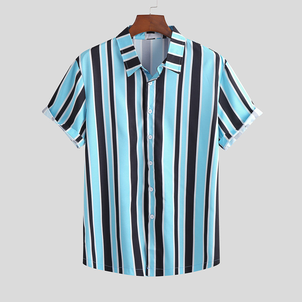 Men Stripe Shirts in Blue for Daily Casual Wear
