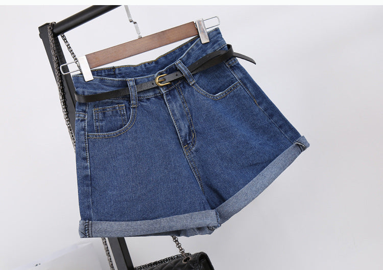 High-Waisted Denim Shorts Women's Loose Crimping Large Size Thin A Word Wide Legs JaysEssentials