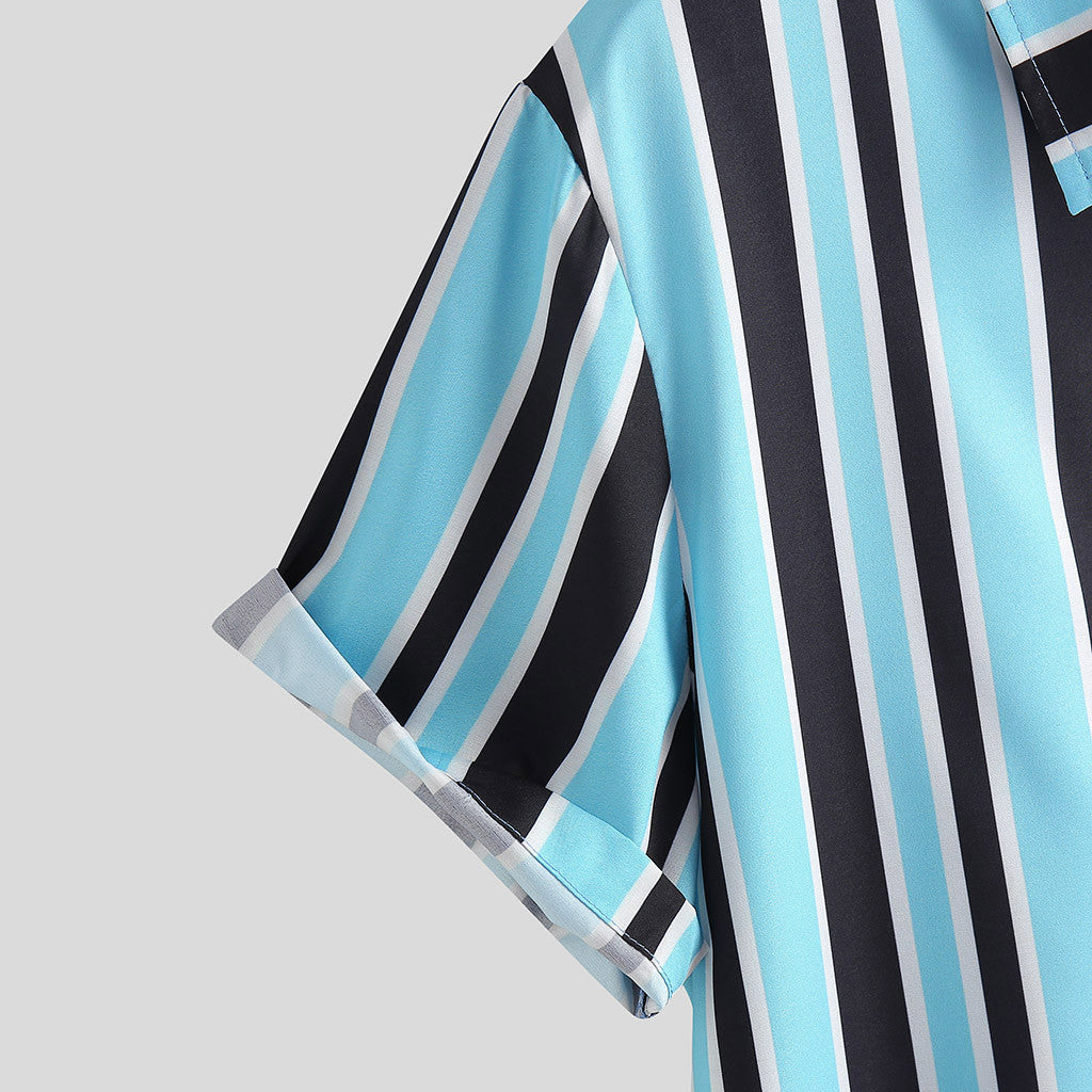 Men Stripe Shirts in Blue for Daily Casual Wear