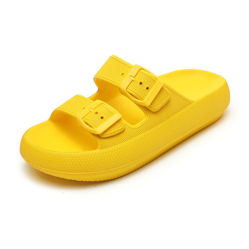 High Elastic Soft Rubber Double Buckle Slippers For Women