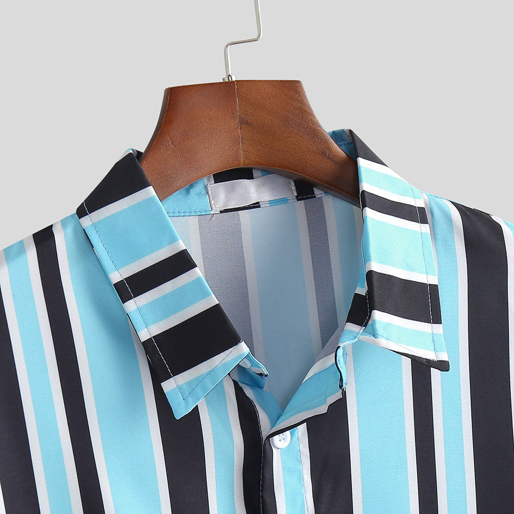 Men Stripe Shirts in Blue for Daily Casual Wear