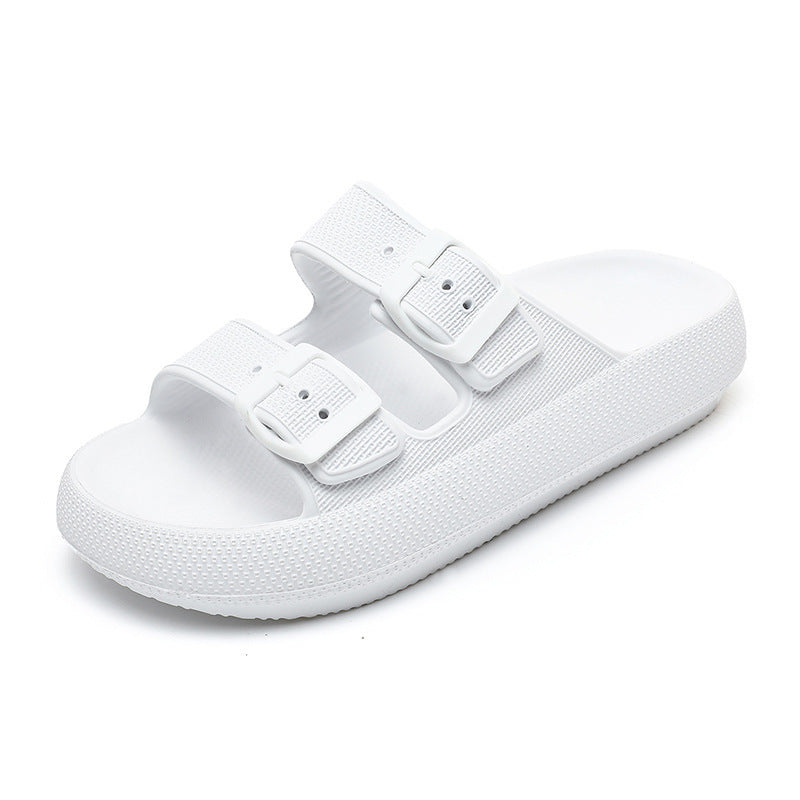 High Elastic Soft Rubber Double Buckle Slippers For Women