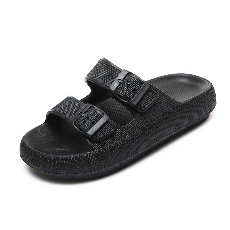 High Elastic Soft Rubber Double Buckle Slippers For Women