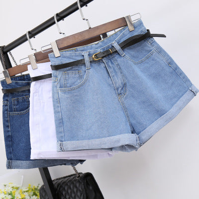 High-Waisted Denim Shorts Women's Loose Crimping Large Size Thin A Word Wide Legs JaysEssentials