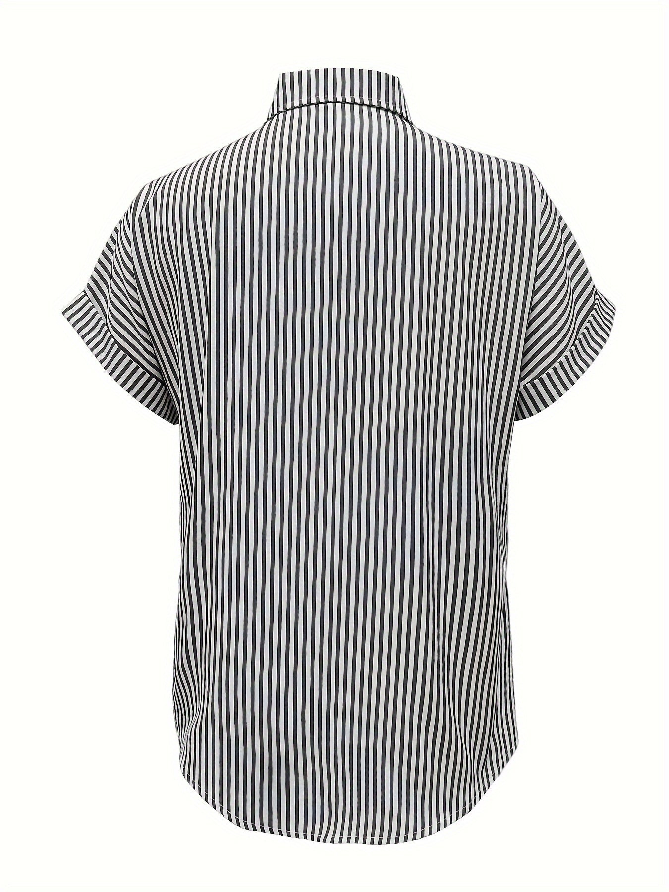 Elegant Plus Size Striped Blouse With Pocket For Women