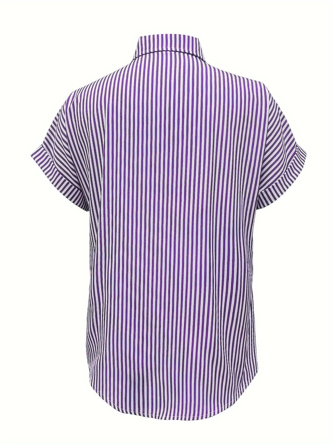 Elegant Plus Size Striped Blouse With Pocket For Women