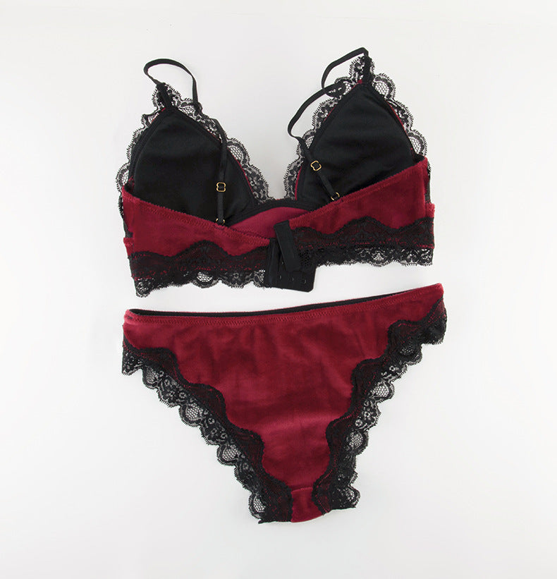 Women's Simple European And American Style Flannel Sexy Lingerie Suit