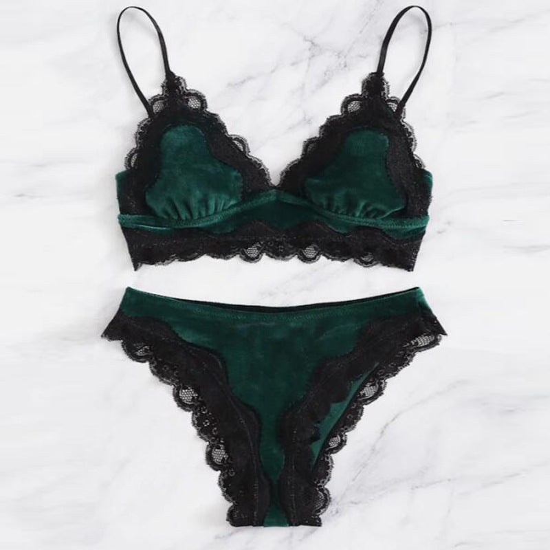 Women's Simple European And American Style Flannel Sexy Lingerie Suit