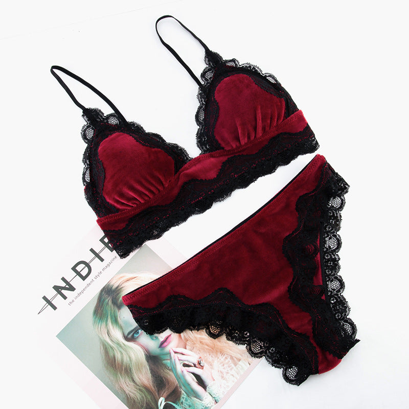 Women's Simple European And American Style Flannel Sexy Lingerie Suit