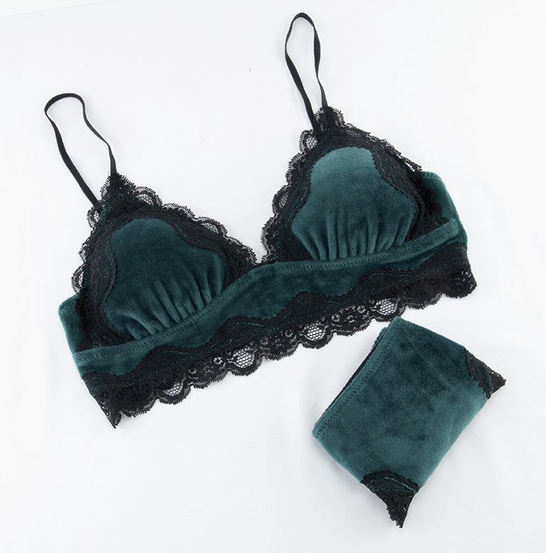 Women's Simple European And American Style Flannel Sexy Lingerie Suit