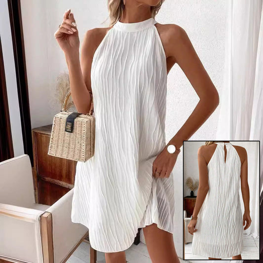 Fashion Dresses For Women Pure Color Halter Backless Dress JaysEssentials