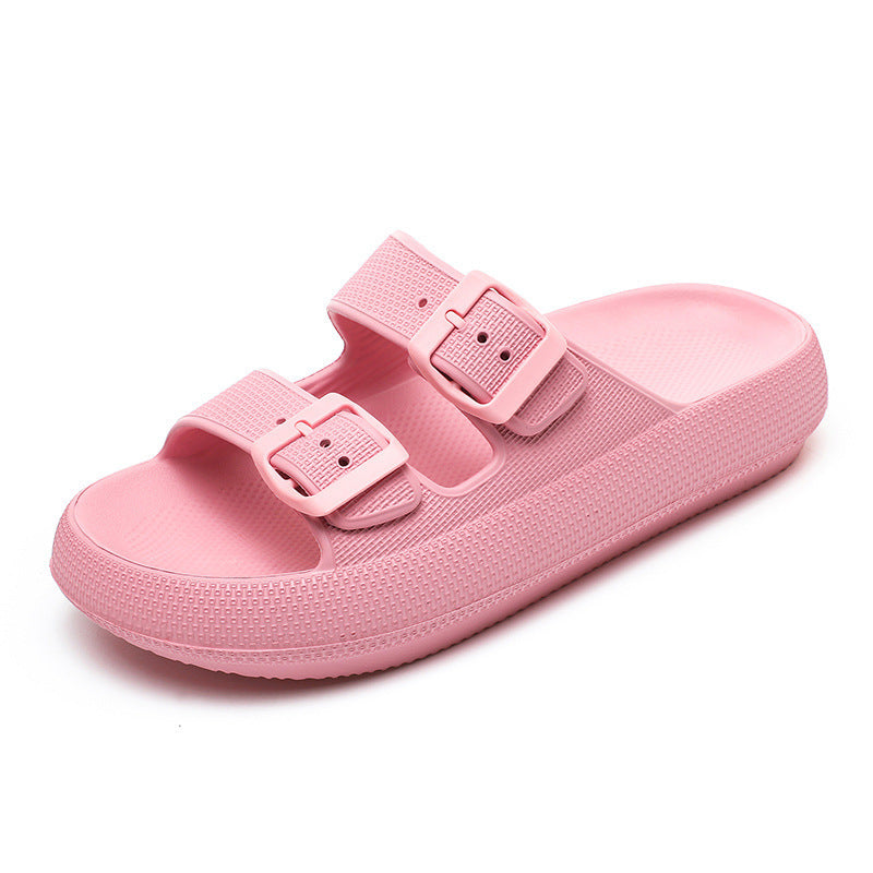 High Elastic Soft Rubber Double Buckle Slippers For Women