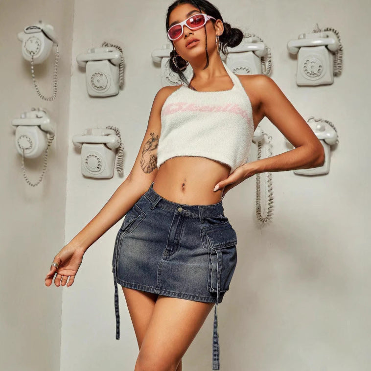 Women's Denim Cargo Skirt